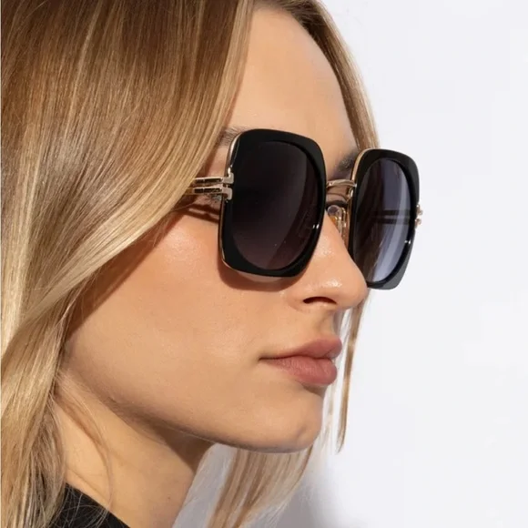 NWT Marc Jacobs Black Gold Oversized Sunglasses - Picture 2 of 2